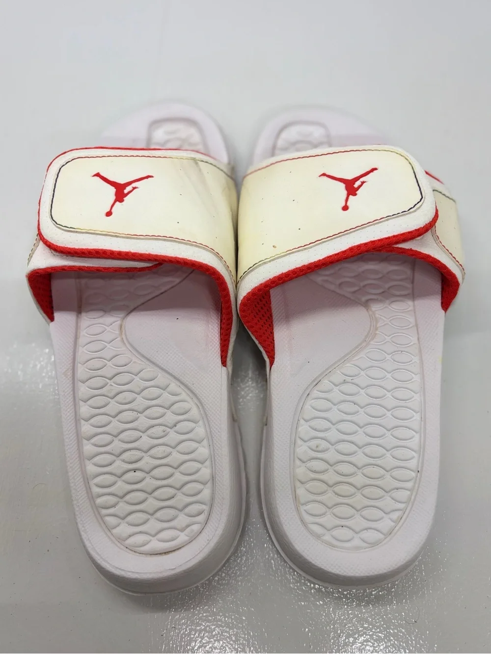 Jordan Hydro Slide Sandals White Red Kids Size 6Y Adjustable Velcro Like New